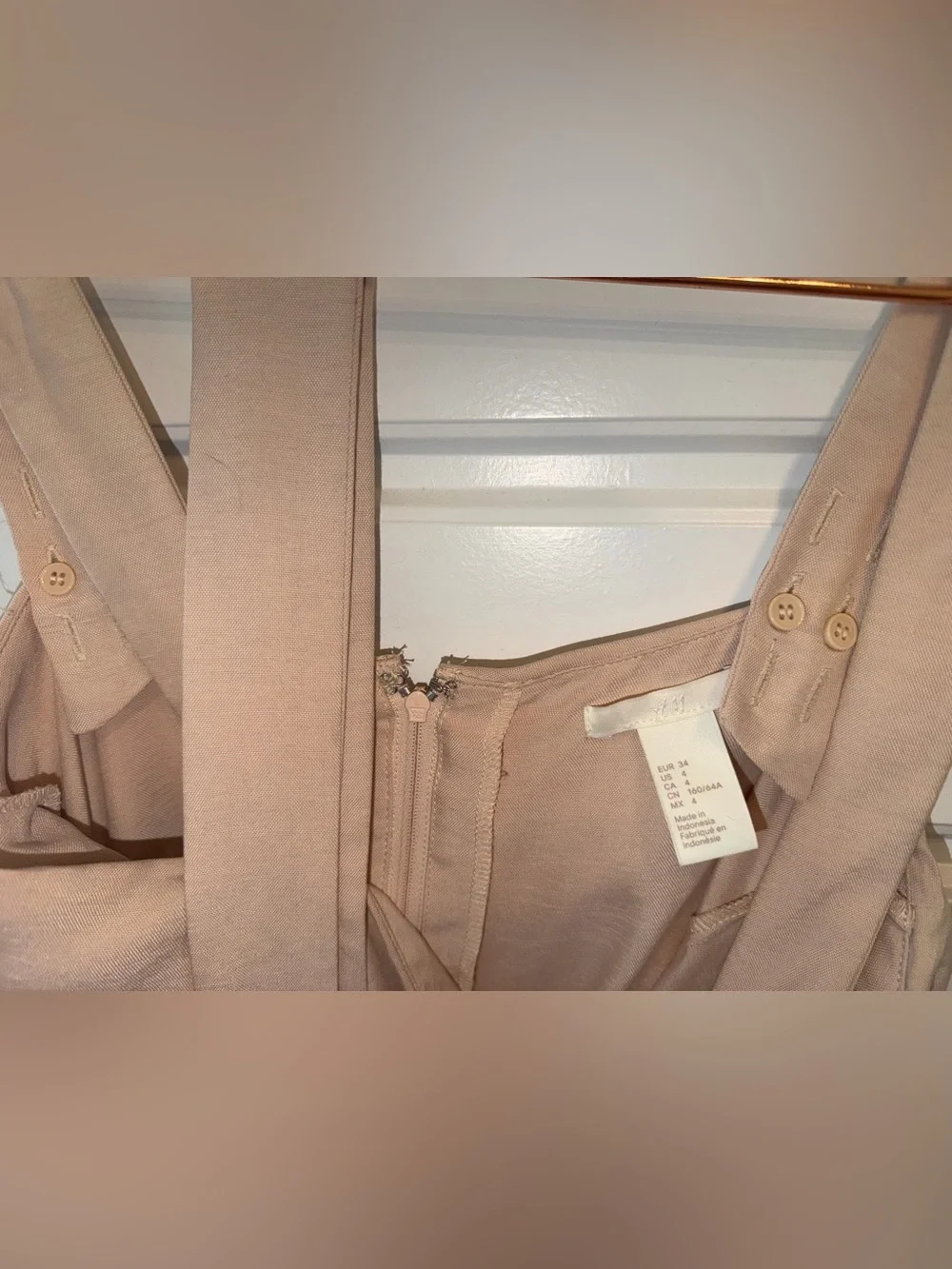 H&M Tan Linen Romper with Belt